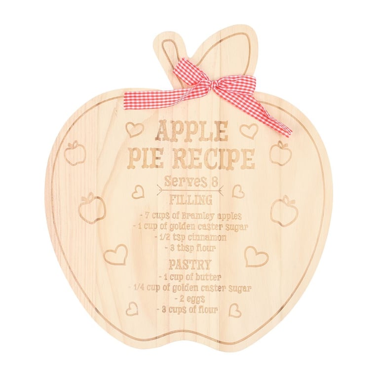Apple Pie Recipe Wooden Serving Board - Perfect Baking Day Gift for Home Decor