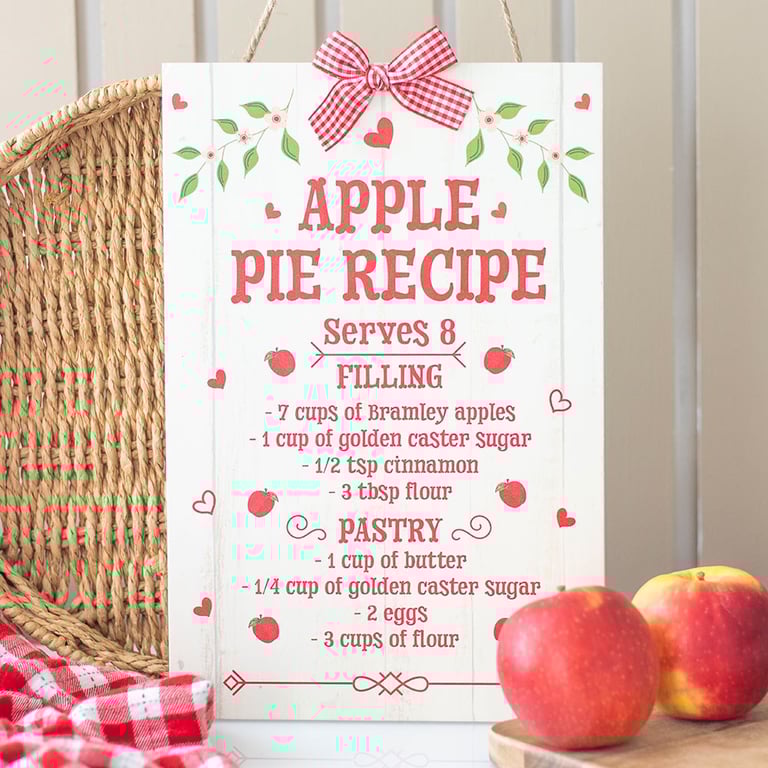 Autumn Skies & Apple Pies Hanging Sign - Farmhouse Style Kitchen Decoration