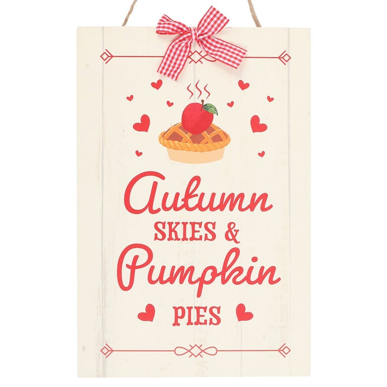 Autumn Skies & Pumpkin Pies Hanging Home Decor Sign