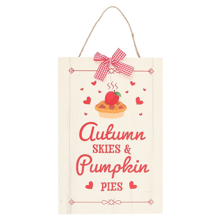 Autumn Skies & Pumpkin Pies Hanging Home Decor Sign
