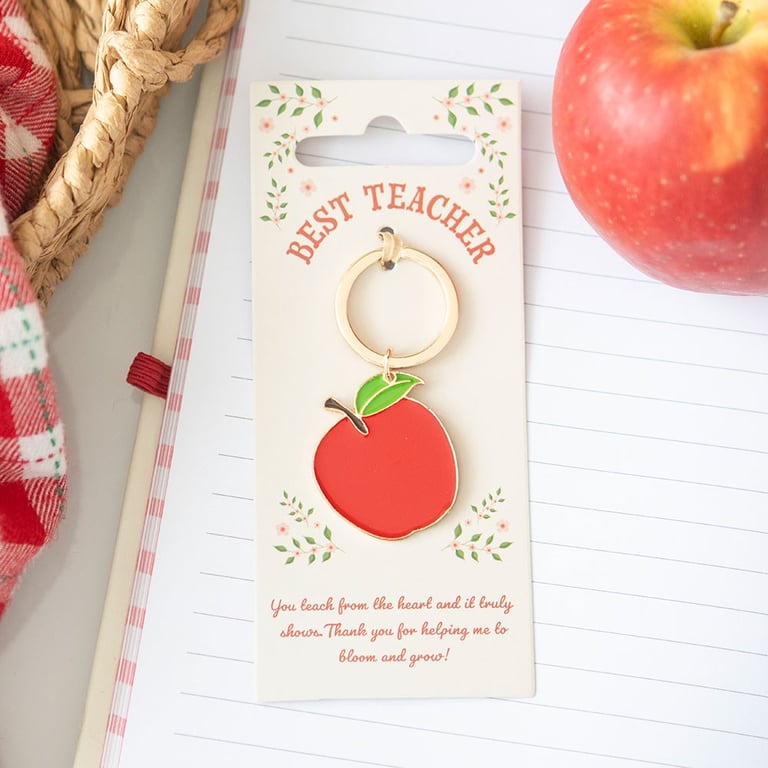 Teacher Apple Enamel Keyring - Ideal End-of-Term Gift or Appreciation Token