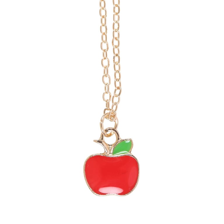Teacher Appreciation Gift Apple Pendant Necklace - Nickel-Free Stainless Steel