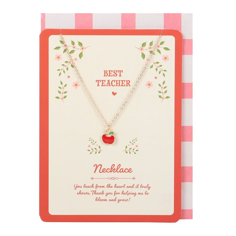 Teacher Appreciation Gift Apple Pendant Necklace - Nickel-Free Stainless Steel