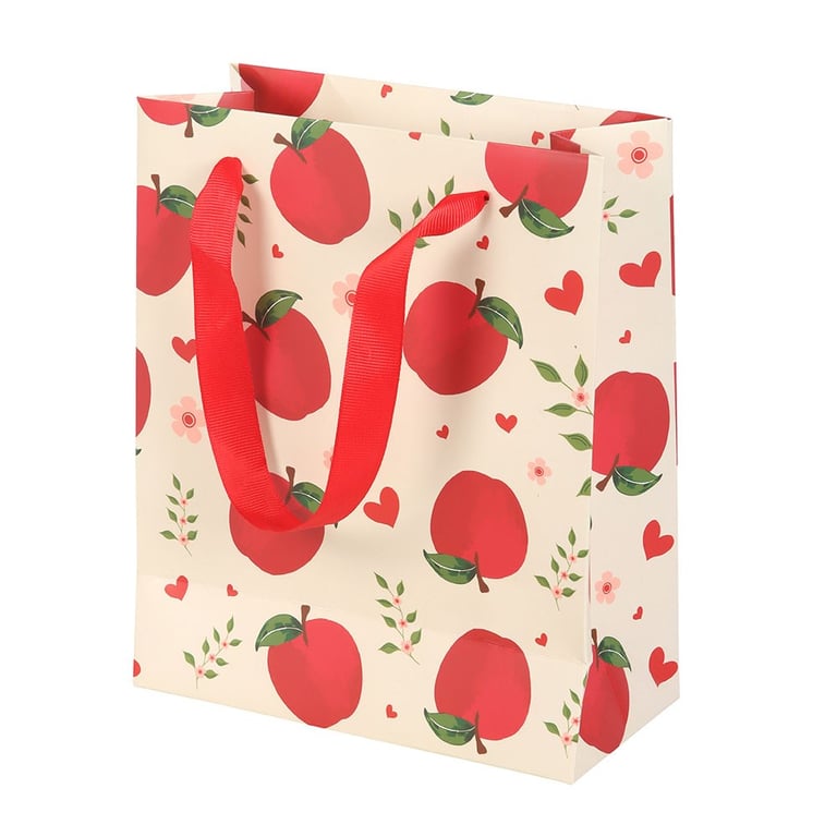 23cm Medium Apple Print Gift Bag with Countryside Charm