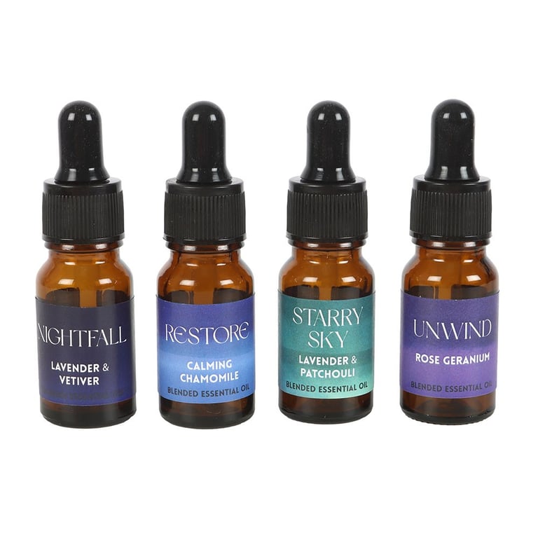 The Sleep Collection Blended Essential Oil Set - 4 Calming Oils for Relaxation and Stress Relief