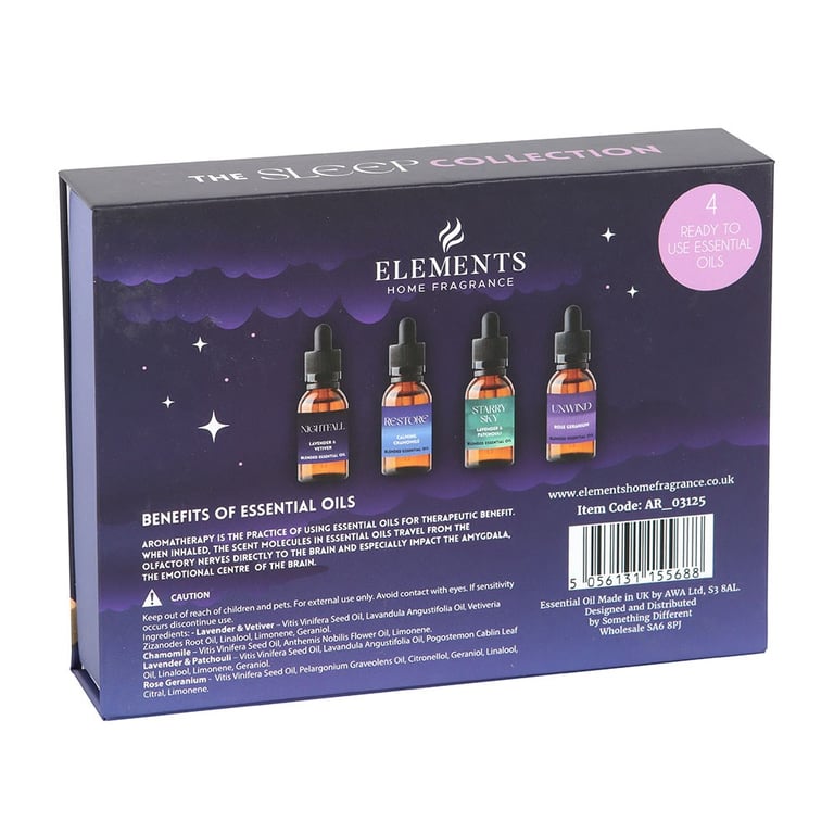 The Sleep Collection Blended Essential Oil Set - 4 Calming Oils for Relaxation and Stress Relief