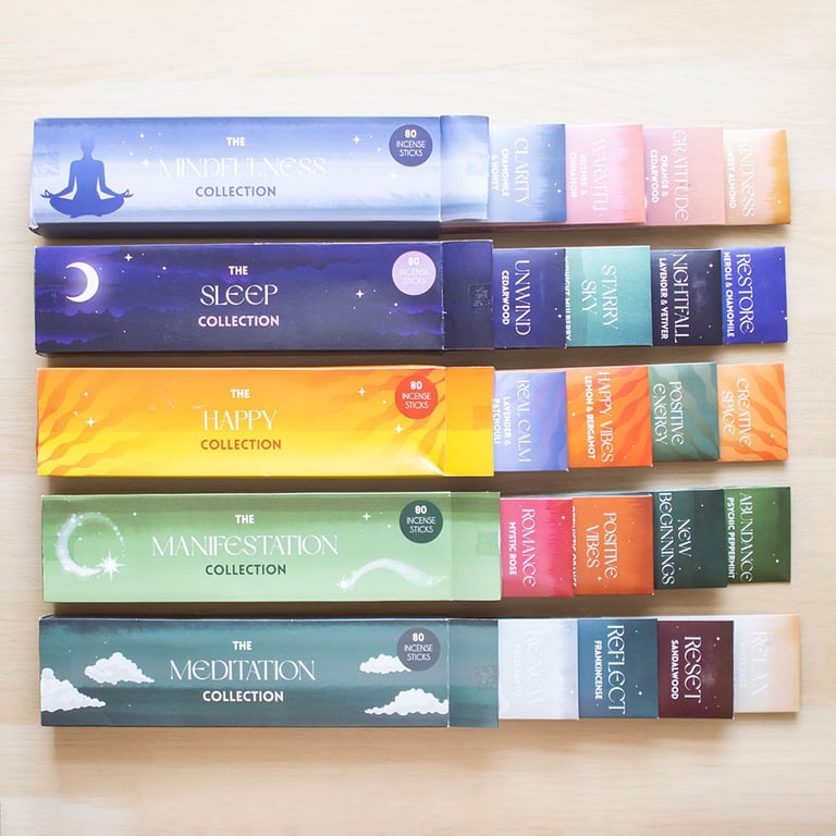 The Happy Collection Incense Sticks - Uplift & Relax with 4 Calming Scents