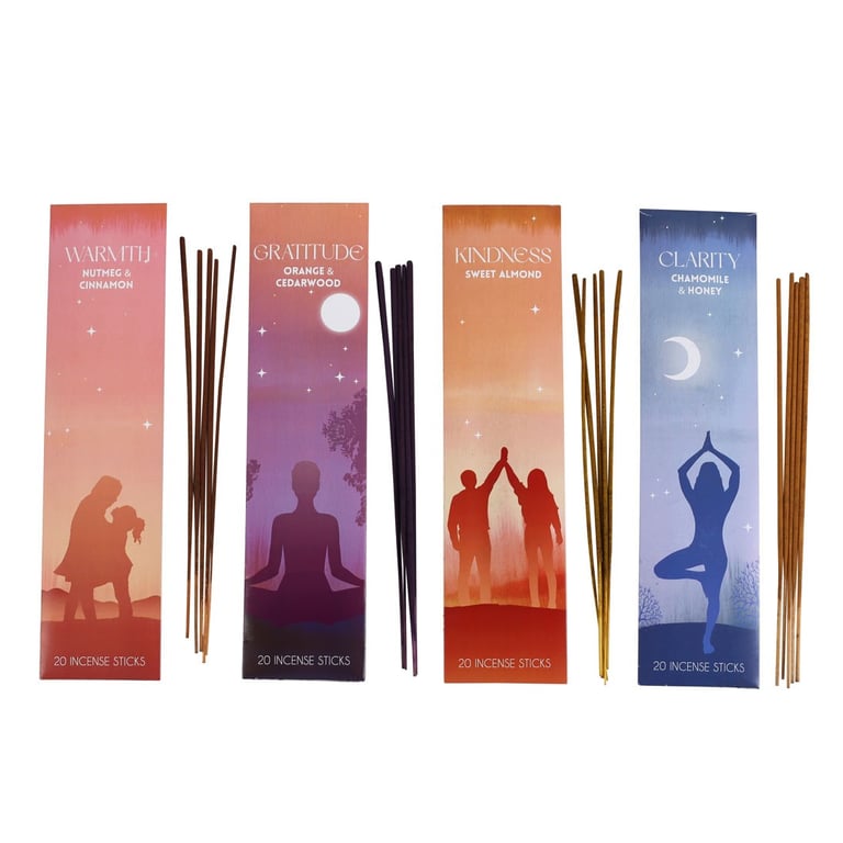 Mindfulness Collection Incense Stick Set - 4 Calming Scents for Relaxation and Gift Giving