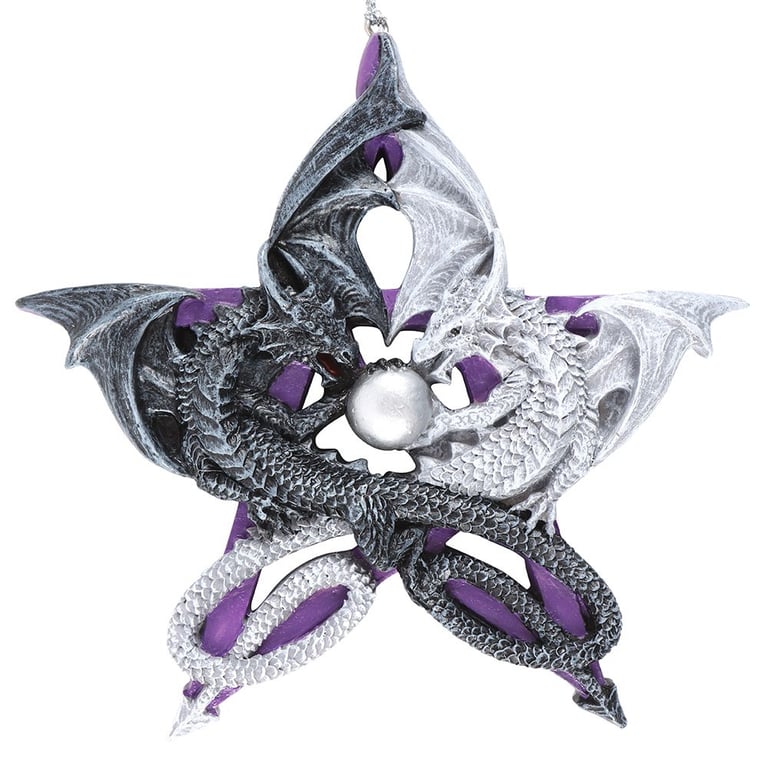 Anne Stokes Pentagram Dragon Hanging Ornament - Fantasy Holiday Decoration