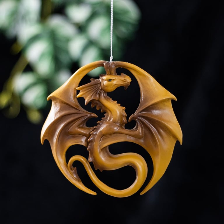 Anne Stokes Dragon Medal Hanging Ornament - Unique Fantasy Christmas Decoration