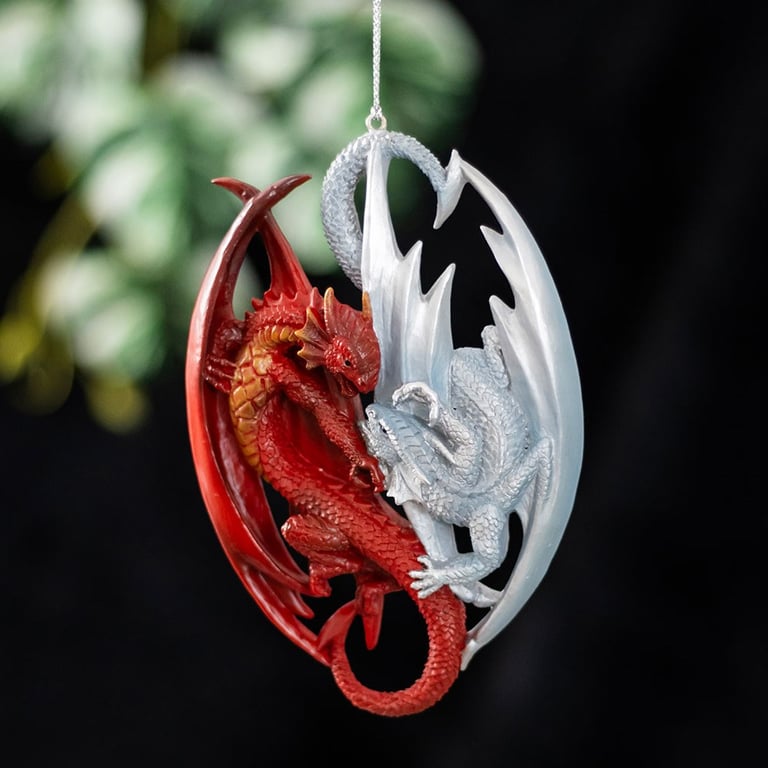 Anne Stokes Fire and Ice Dragon Hanging Ornament