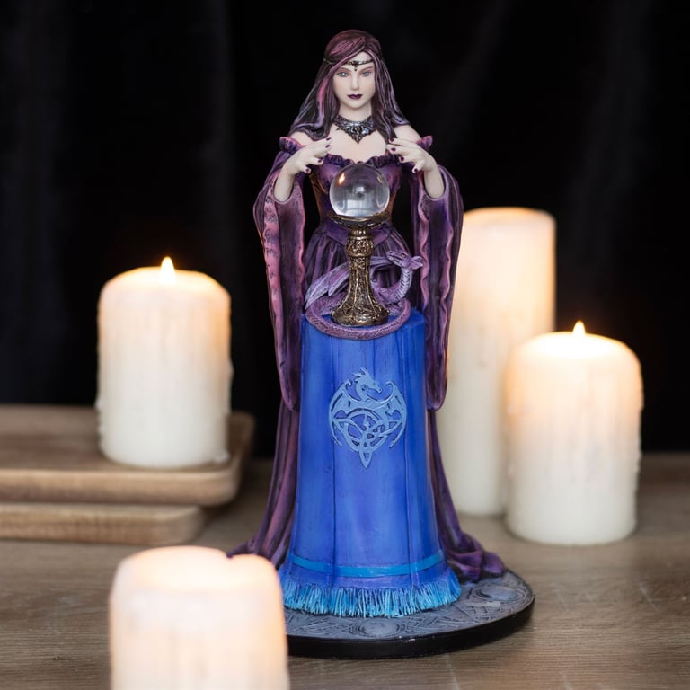 Anne Stokes Crystal Ball Figurine - Dragon and Crystal Bond Decoration