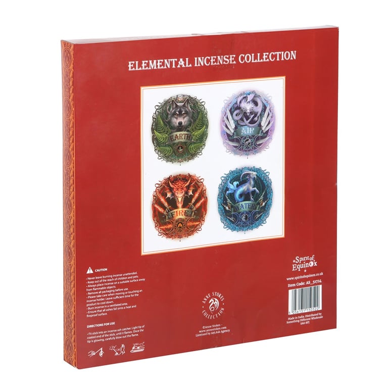 Elemental Incense Stick Collection by Anne Stokes - 4 Elements, 60 Sticks & Ash Catcher