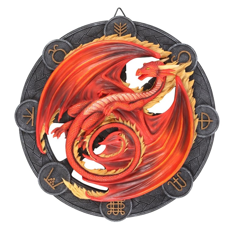 Beltane Dragon Resin Wall Plaque by Anne Stokes - Mystical 3D Art for Wiccan Home Decor