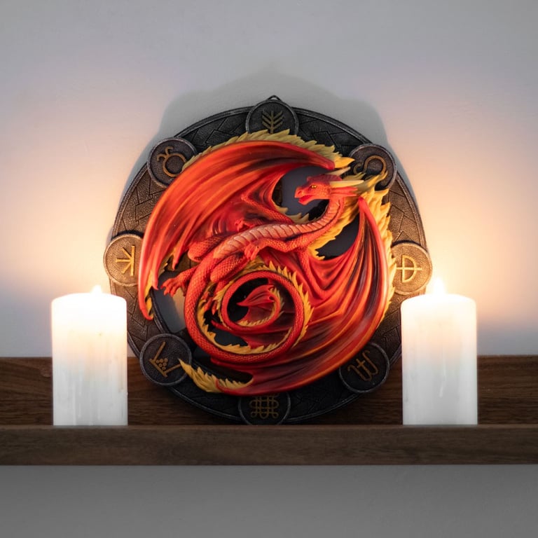 Beltane Dragon Resin Wall Plaque by Anne Stokes - Mystical 3D Art for Wiccan Home Decor