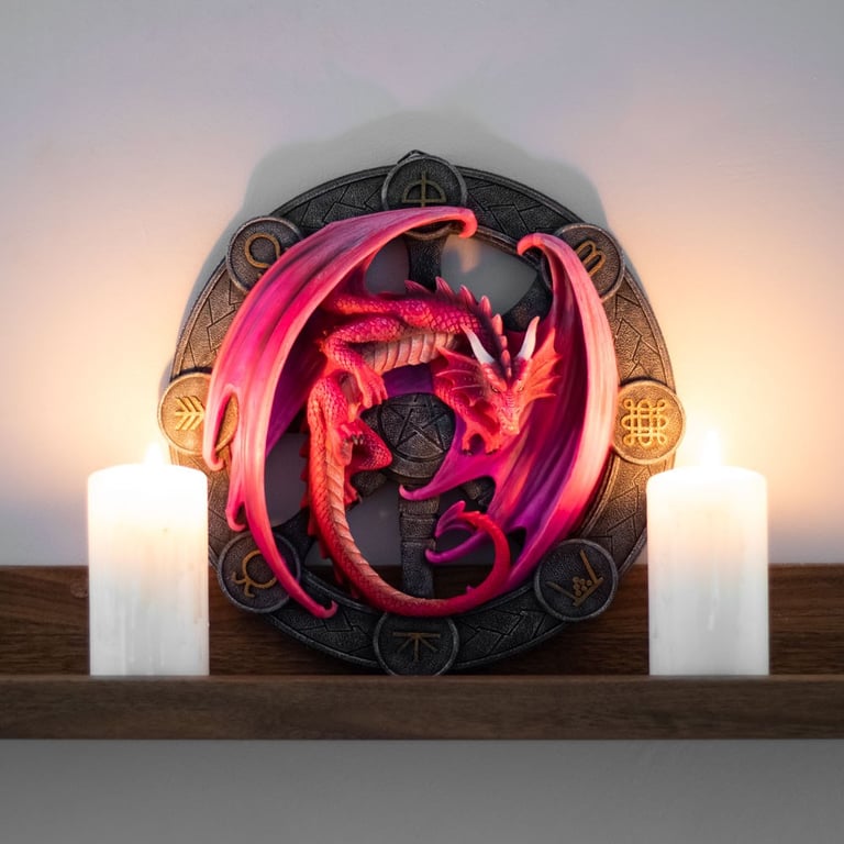 Anne Stokes Lammas Dragon Resin Wall Plaque - Magical 3D Wiccan Sabbats Art Decor