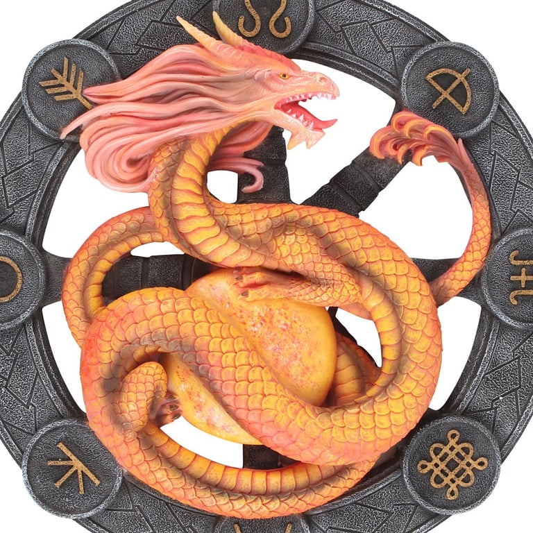 Anne Stokes Litha Dragon Resin Wall Plaque - Summer Solstice Sabbat Artwork