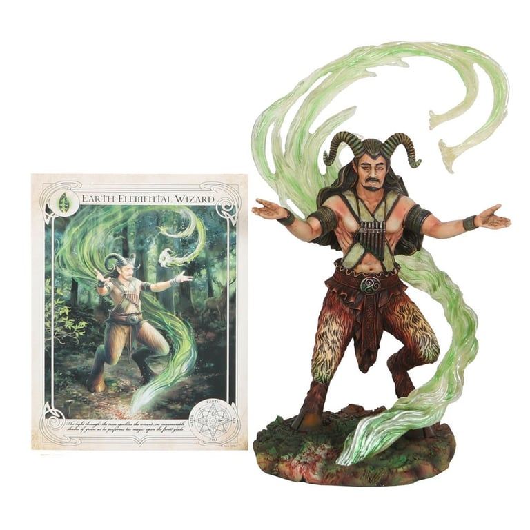 Anne Stokes Earth Elemental Wizard Collectible Figurine - Resin Sculpture with Green Vines Magic Details