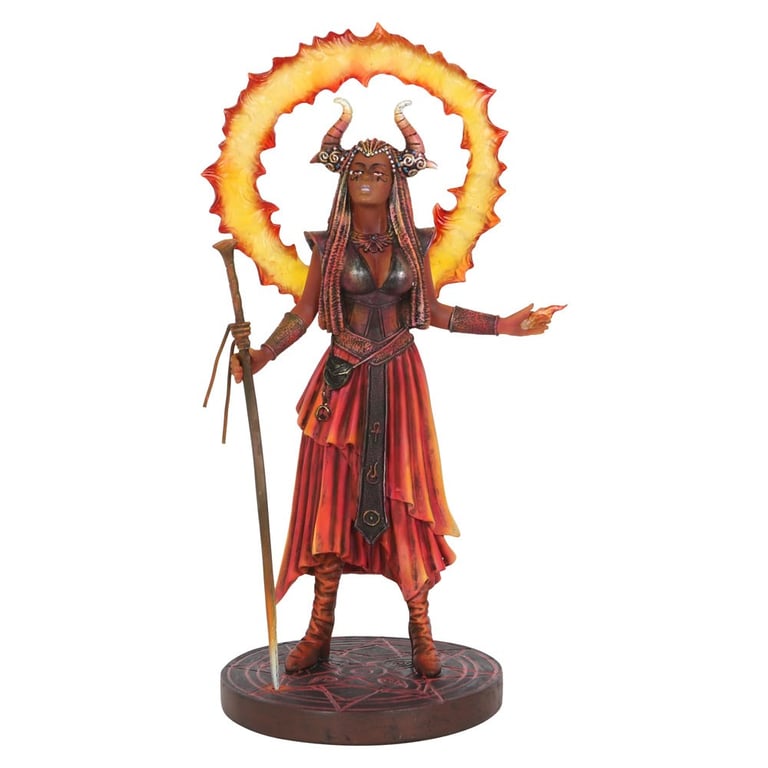 Fire Elemental Sorceress Figurine by Anne Stokes - Resin Cast Collectible Art Statue