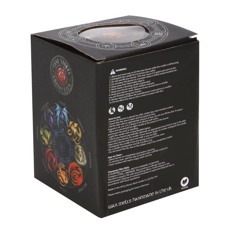 Anne Stokes Litha Dragon Wax Melt Burner Gift Set - High Quality Oil Burner with Scented Candle and Artwork by Anne Stokes
