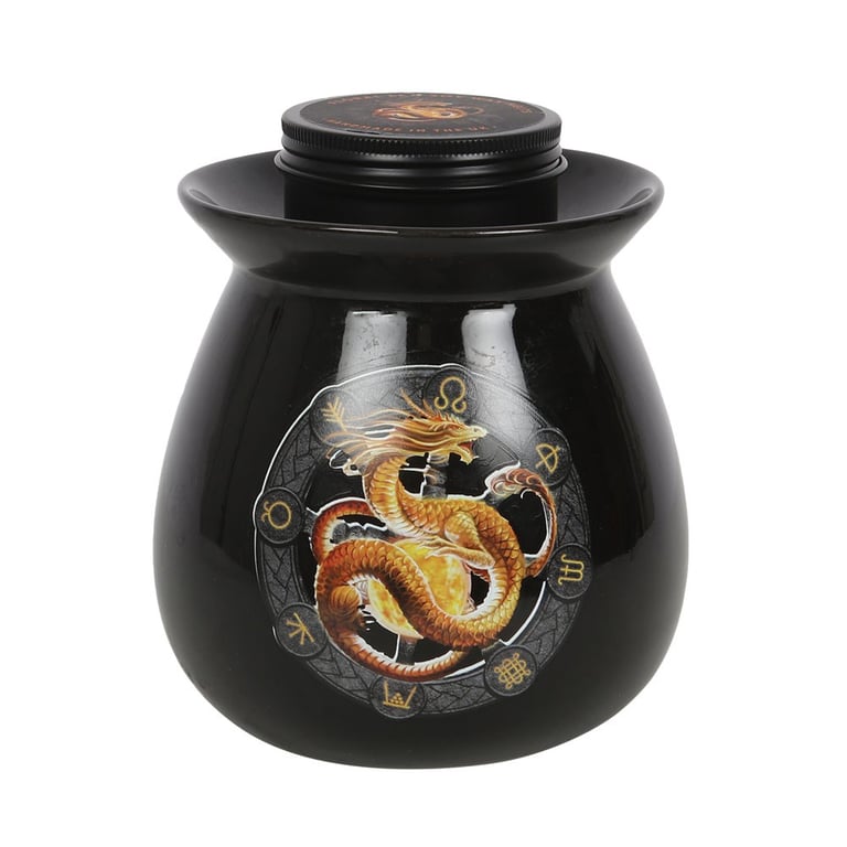 Anne Stokes Litha Dragon Wax Melt Burner Gift Set - High Quality Oil Burner with Scented Candle and Artwork by Anne Stokes