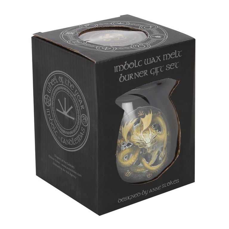Imbolc Wax Melt Burner Gift Set by Anne Stokes - Dragon Design Home Fragrance
