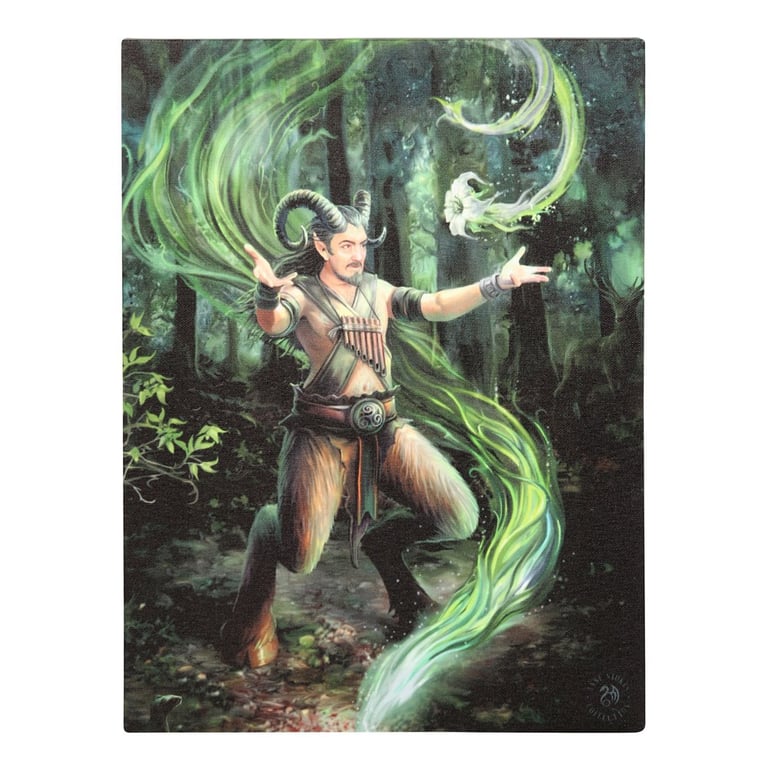 Earth Elemental Wizard Canvas Wall Plaque by Anne Stokes - High Quality Print of Fantasy Artwork