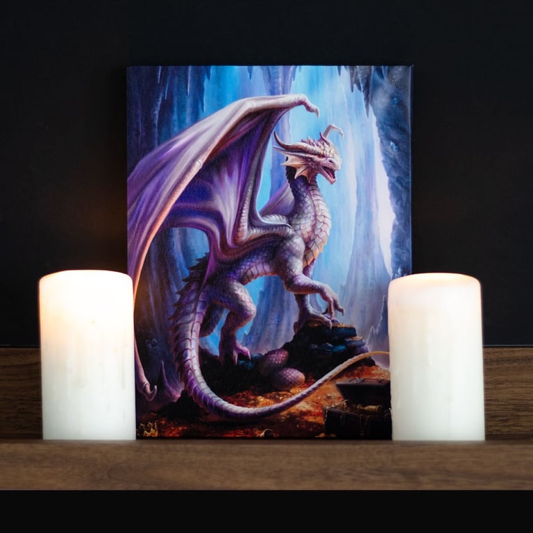 Anne Stokes Treasure Trove Dragon Canvas Plaque - Home Decor Artwork