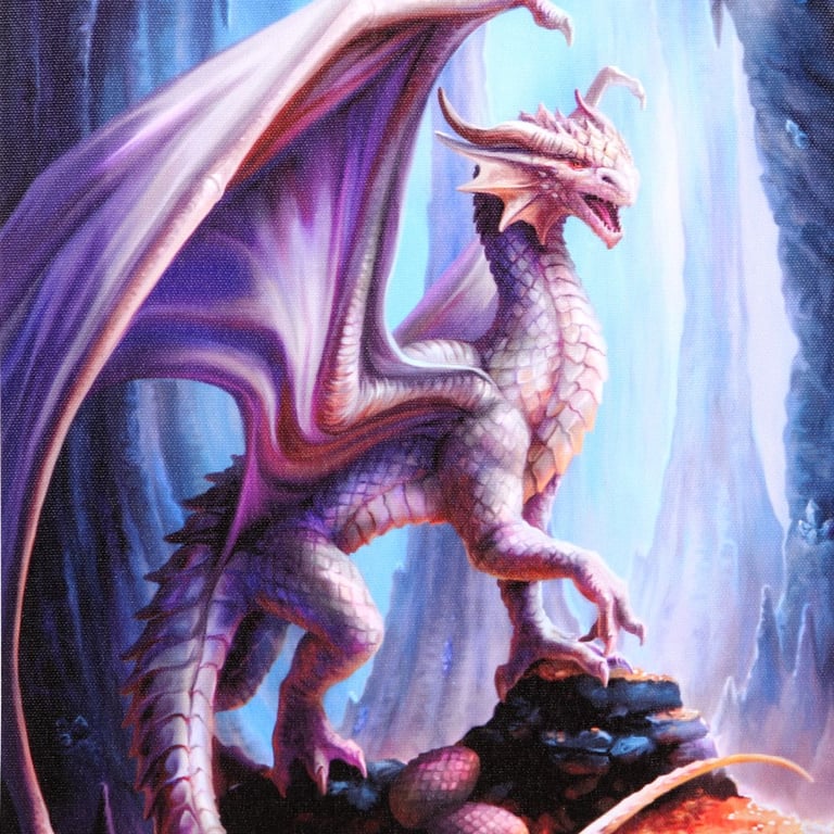 Anne Stokes Treasure Trove Dragon Canvas Plaque - Home Decor Artwork