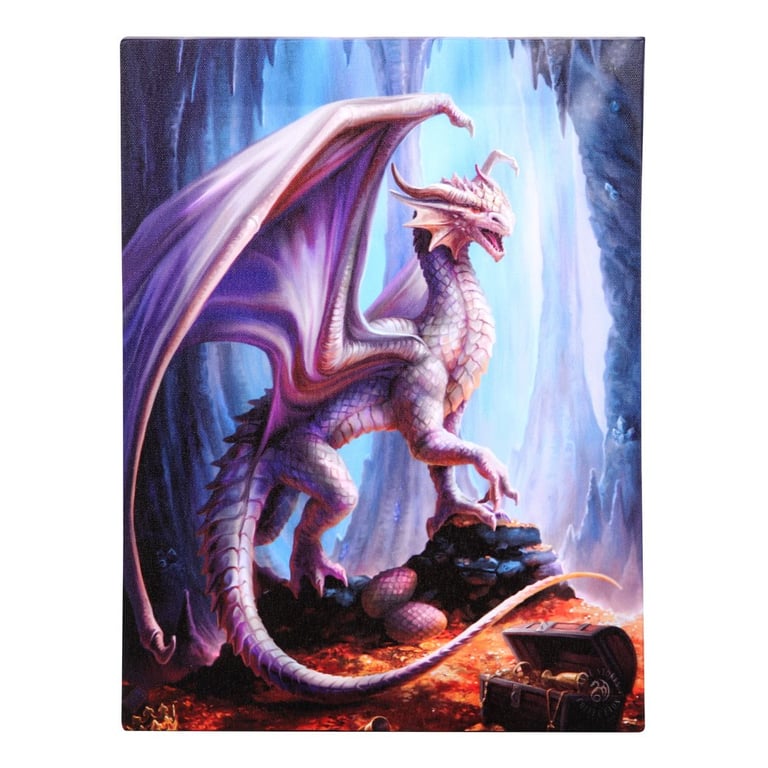 Anne Stokes Treasure Trove Dragon Canvas Plaque - Home Decor Artwork