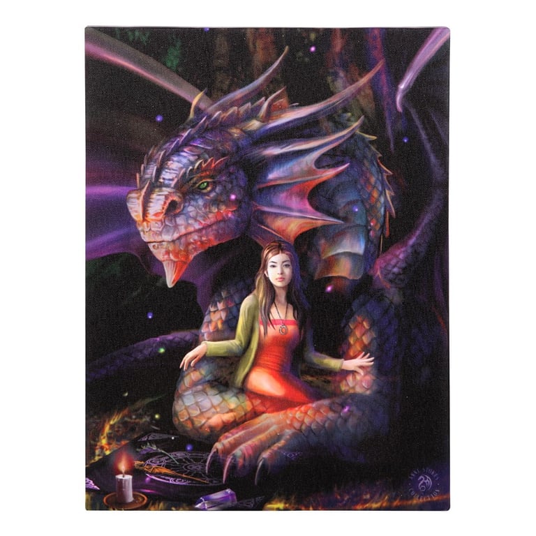 Anne Stokes Spirit Dragon Canvas Plaque - 19x25cm Full Colour Print Home Decor Artwork