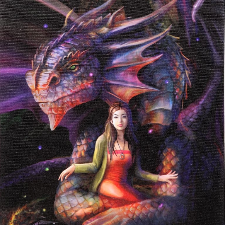 Anne Stokes Spirit Dragon Canvas Plaque - 19x25cm Full Colour Print Home Decor Artwork