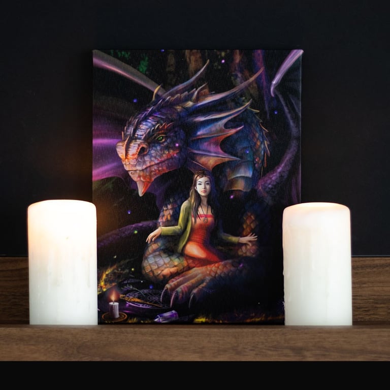 Anne Stokes Spirit Dragon Canvas Plaque - 19x25cm Full Colour Print Home Decor Artwork