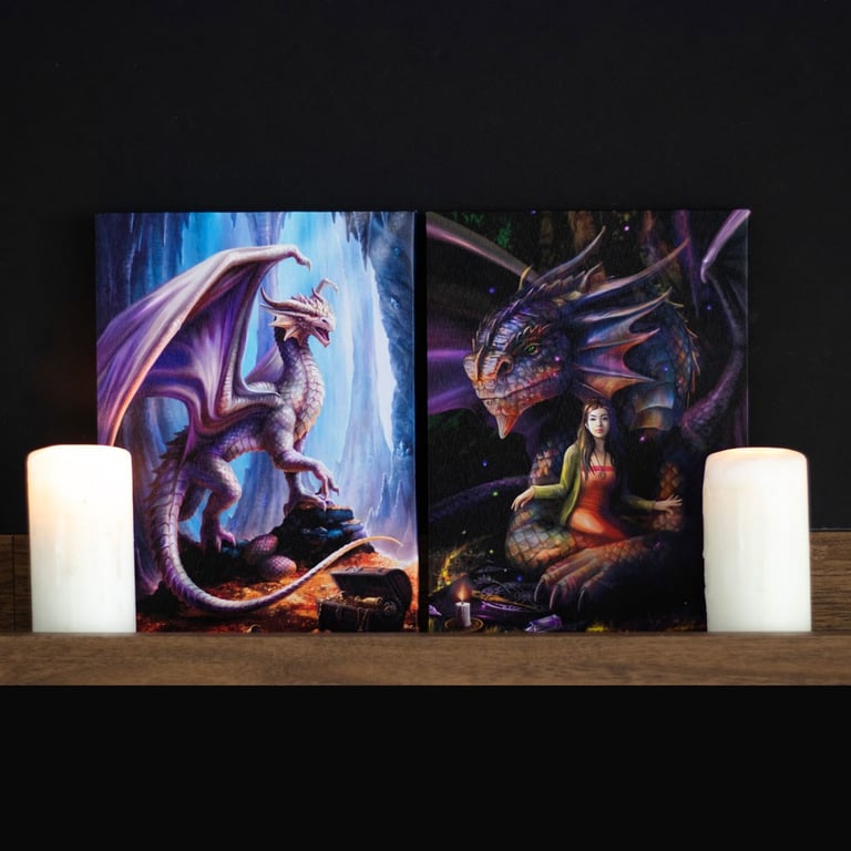 Anne Stokes Spirit Dragon Canvas Plaque - 19x25cm Full Colour Print Home Decor Artwork