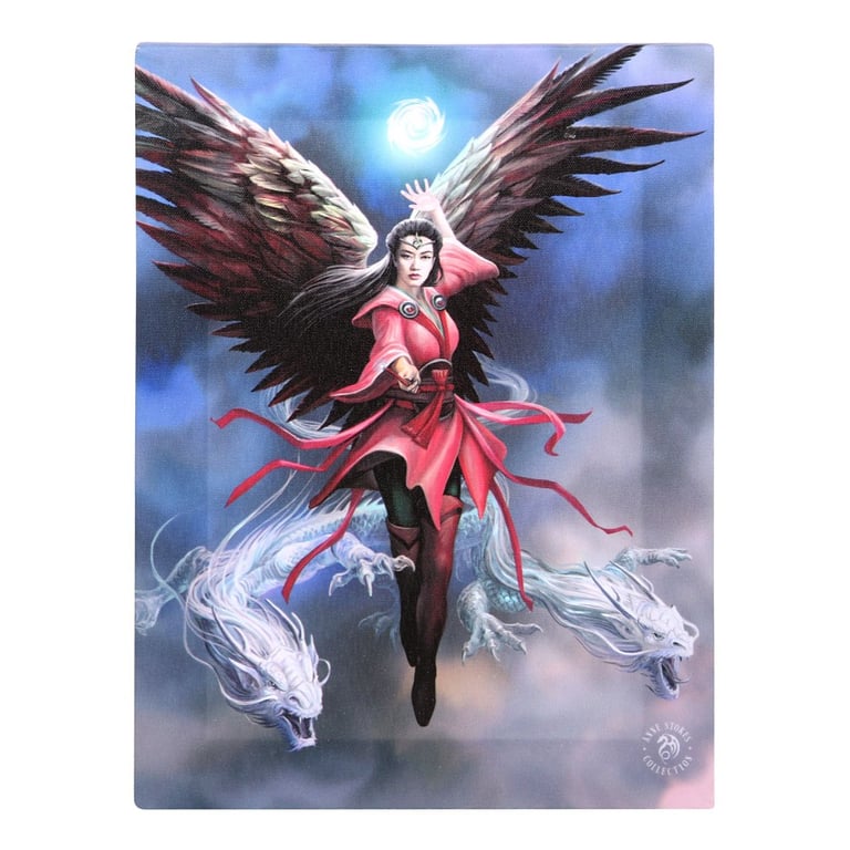 19x25cm Air Element Sorceress Canvas Plaque by Anne Stokes - Elemental Magic Wall Art Home Decor
