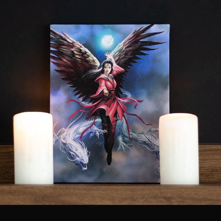 19x25cm Air Element Sorceress Canvas Plaque by Anne Stokes - Elemental Magic Wall Art Home Decor