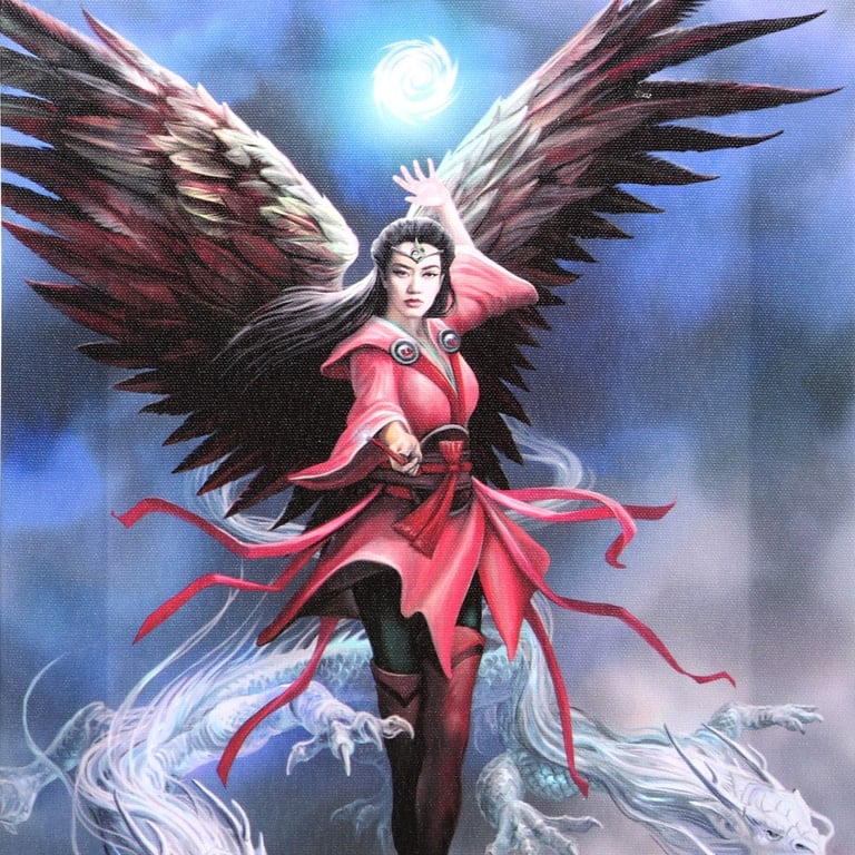 19x25cm Air Element Sorceress Canvas Plaque by Anne Stokes - Elemental Magic Wall Art Home Decor