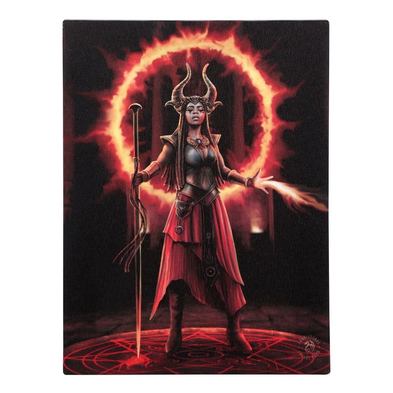 Fire Elemental Sorceress 25x19cm Canvas Plaque by Anne Stokes - Elemental Magic Art Series