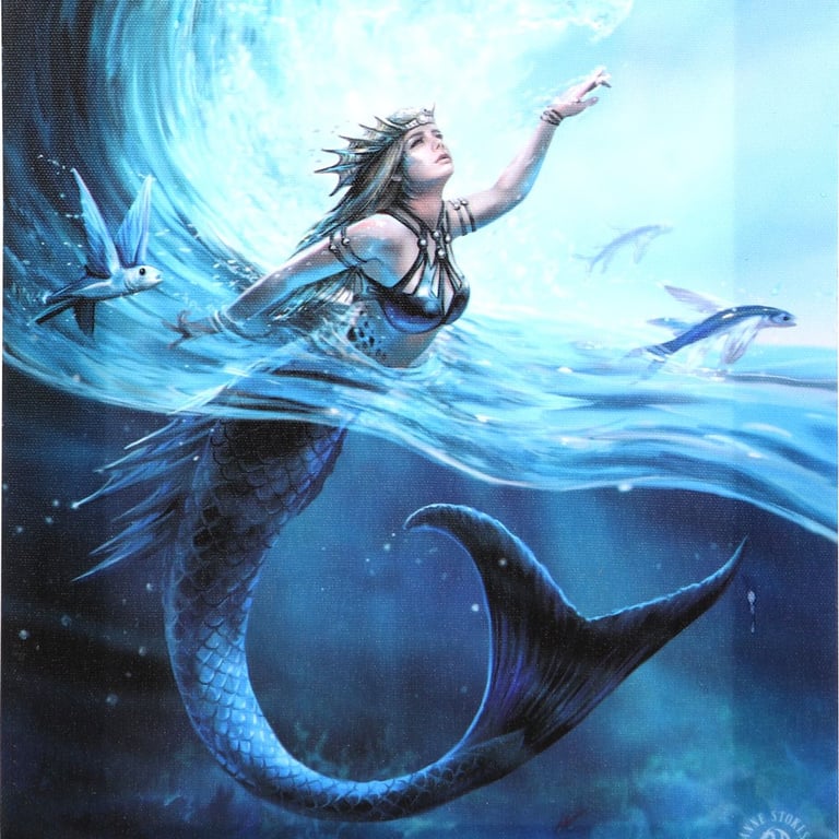 Water Element Sorceress Canvas Plaque by Anne Stokes - Elemental Magic Series Artwork