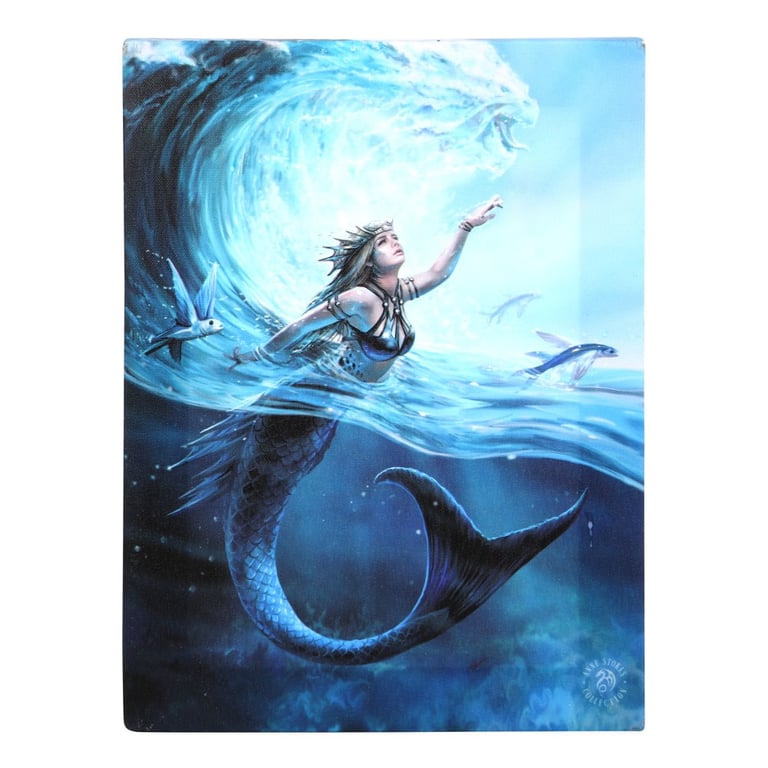 Water Element Sorceress Canvas Plaque by Anne Stokes - Elemental Magic Series Artwork