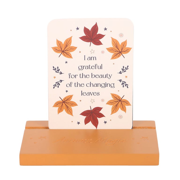 Autumn Magic Affirmation Cards with Wooden Stand - Daily Inspiration and Positivity Gift