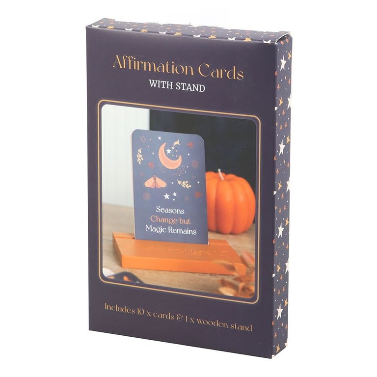 Autumn Magic Affirmation Cards with Wooden Stand - Daily Inspiration and Positivity Gift