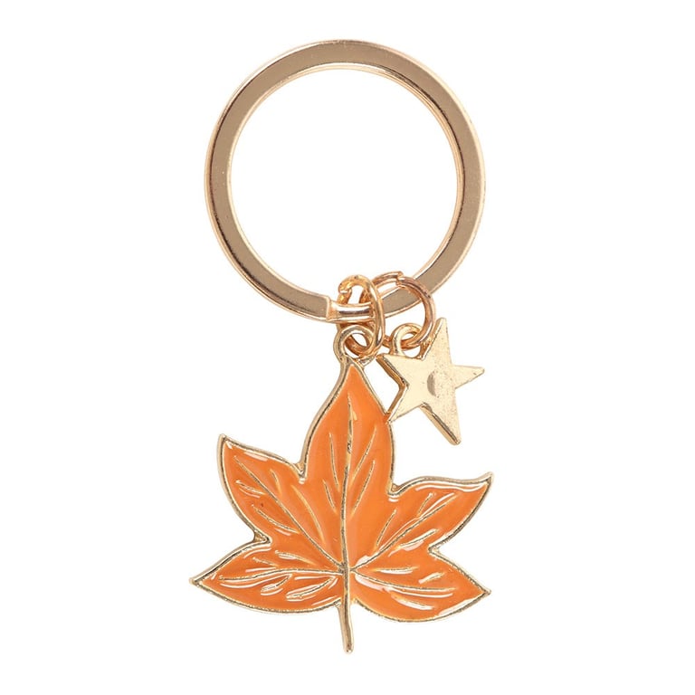 Autumn Magic Enamel Leaf Stainless Steel Keyring