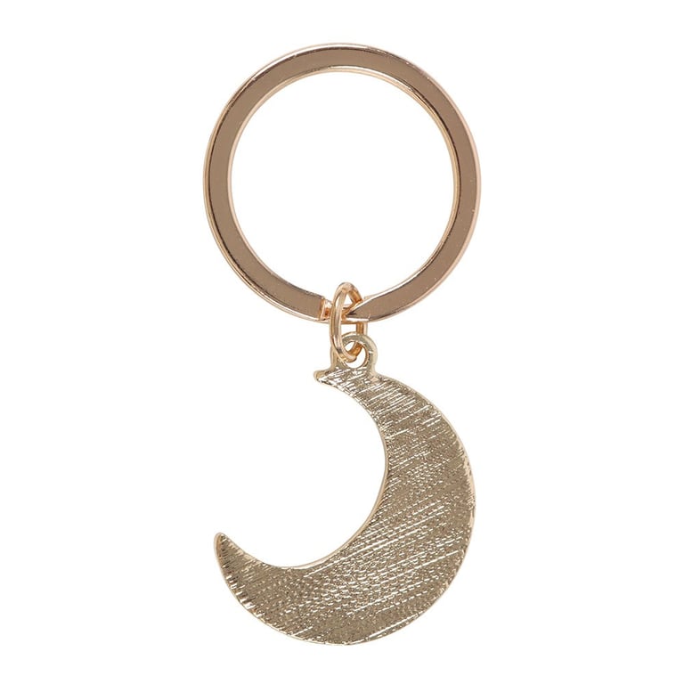 Autumn Magic Enamel Moon Keyring - Celestial Stainless Steel Fob