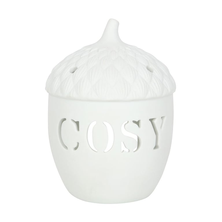 Acorn Tealight Holder - Rustic Woodland Design with Cozy Cutout Text