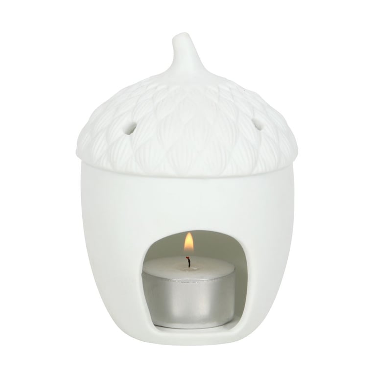Acorn Tealight Holder - Rustic Woodland Design with Cozy Cutout Text