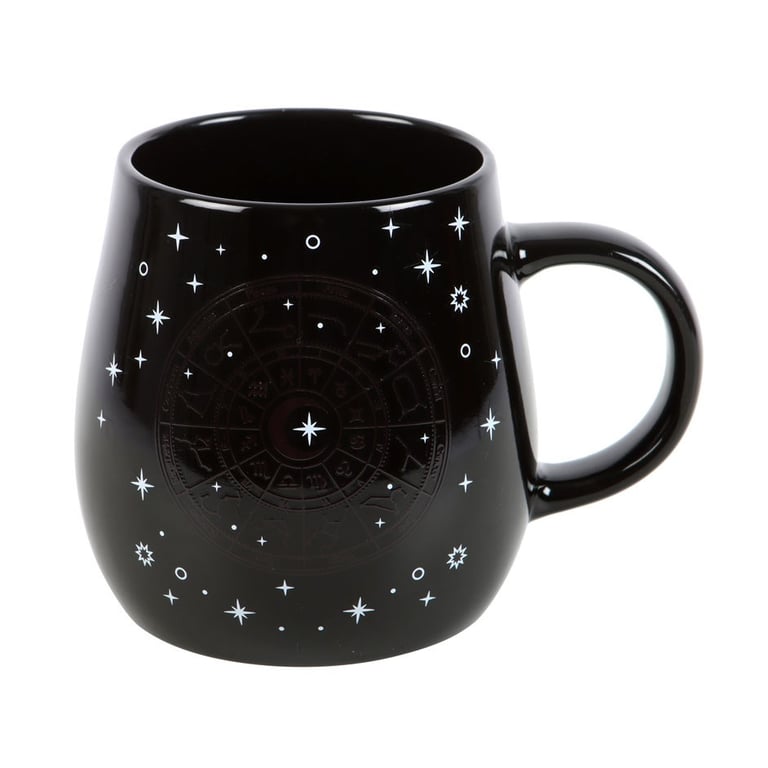 Astrology Wheel Heat Change Mug - 500ml Ceramic Design with Twinkling Star Pattern