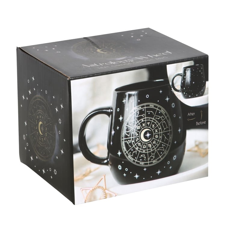 Astrology Wheel Heat Change Mug - 500ml Ceramic Design with Twinkling Star Pattern