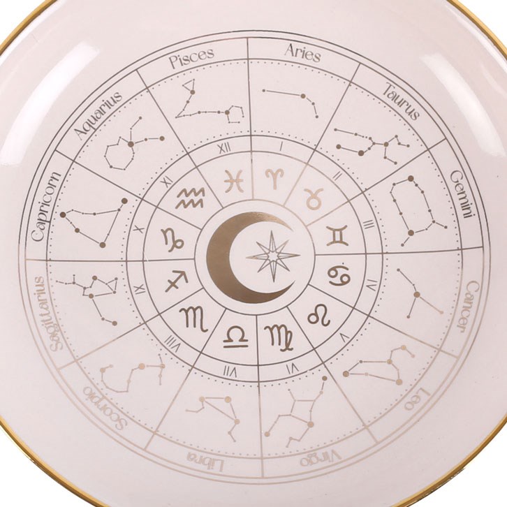Off White Astrology Wheel Trinket Dish - Premium Home Storage Solution for Celestial Decor
