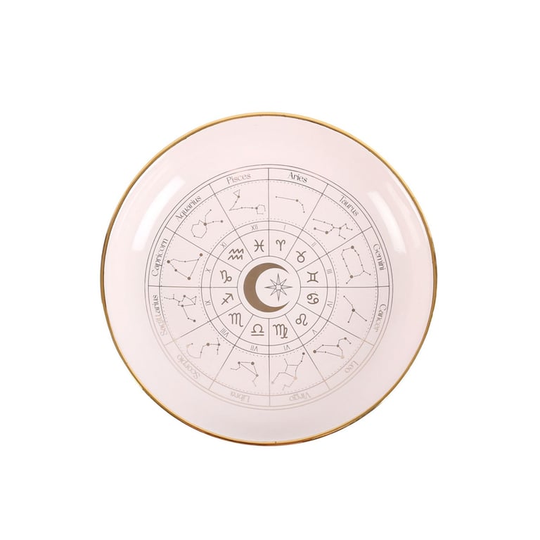 Off White Astrology Wheel Trinket Dish - Premium Home Storage Solution for Celestial Decor